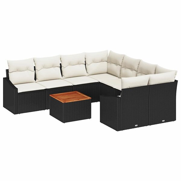 vidaXL Ensemble de canapé de jardin 9 Pièces Noir et blanc