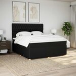 vidaXL Sommier à lattes de lit avec matelas Noir 180x200 cm Tissu