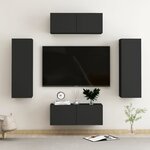 vidaXL Ensemble de meubles TV 4 Pièces Noir Bois d'ingénierie