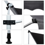 Store banne manuel rétractable 2L x 1 5l x 1 7-2 8H m inclinaison réglable installation rapide métal alu polyester gris