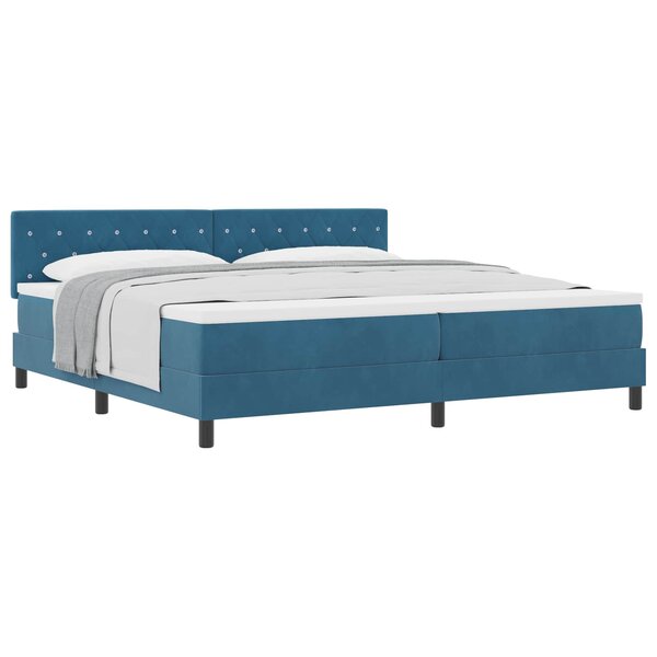 vidaXL Lit à ressorts avec matelas Bleu foncé 200 x 200 cm Velours