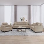 vidaXL Ensemble de canapés 3 Pièces avec coussins Taupe Tissu microfibre