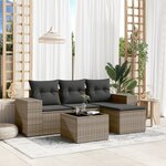 vidaXL Salon de jardin 5 Pièces avec coussins gris résine tressée