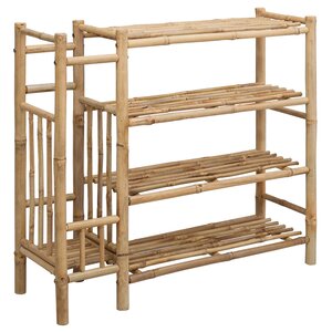 vidaXL Rack à chaussures avec étagère Naturel 88 x 27 x 80 cm Bambou