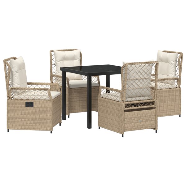 vidaXL Set de mobilier de jardin 5 pièces beige poly rattan