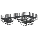 vidaXL Ensemble de canapé de jardin avec coussin 13 Pièces Noir Aluminium