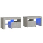 vidaXL Tables de chevet 2 Pièces et lumières LED Gris béton 70x36 5x40 cm