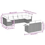 vidaXL Salon de jardin 9 Pièces avec coussins gris résine tressée