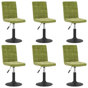 vidaXL Chaises pivotantes à manger lot de 6 vert clair velours