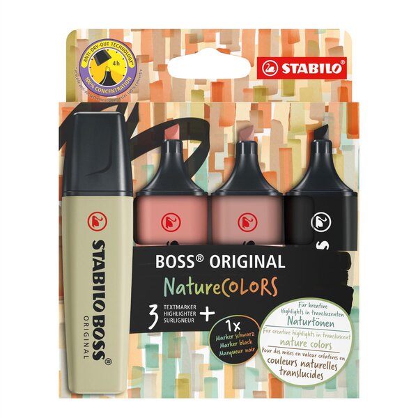 Etui carton x 4 surligneurs BOSS ORIGINAL NatureCOLORS STABILO