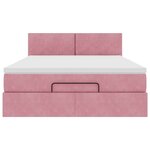 vidaXL Cadre de lit ottoman avec matelas rose 140x190 cm velours