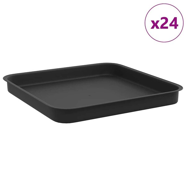 vidaXL Plateau carré à fleurs 24 pc Noir 25 5 x 25 5 x 2 5 cm