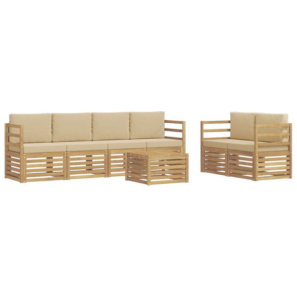 vidaXL Ensemble de canapés d'extérieur 7 pc Blanc et Beige Polyester