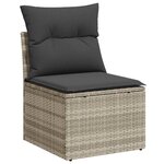 vidaXL Salon de jardin avec coussins 7 Pièces gris clair résine tressée