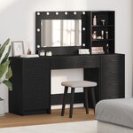 vidaXL Ensemble de Coiffeuse 3 Pièces avec LED en Bois d'Ingénierie Noir