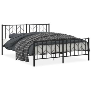 vidaXL Cadre de lit métal sans matelas avec pied de lit noir 160x200cm