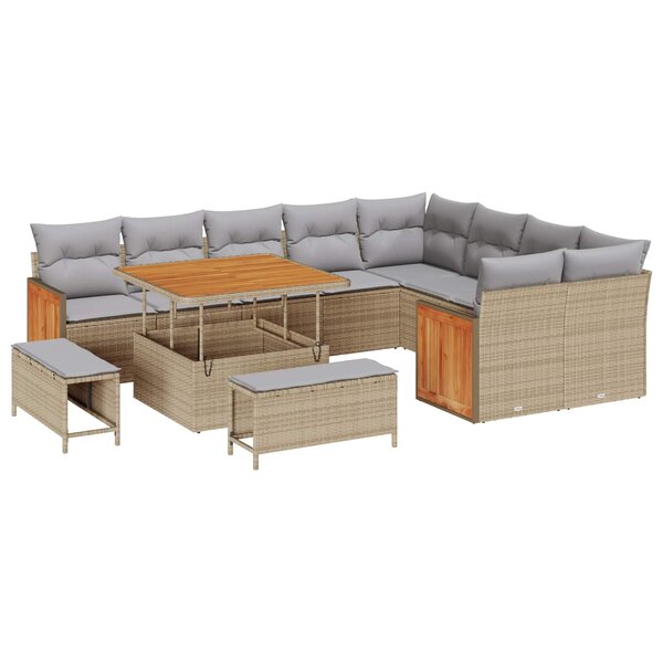 vidaXL Ensemble de canapé de jardin 12 Pièces Beige et Gris clair