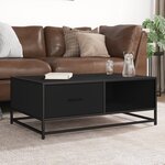 vidaXL Table basse noir 90x57x35 cm bois d'ingénierie et métal