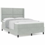 Lit à ressort vidaXL avec matelas gris clair 140x200 cm en velours