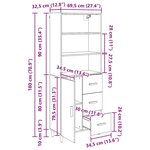 vidaXL Haut Armoire Chêne noir 69 5 x 34 x 180 cm Bois d'ingénierie