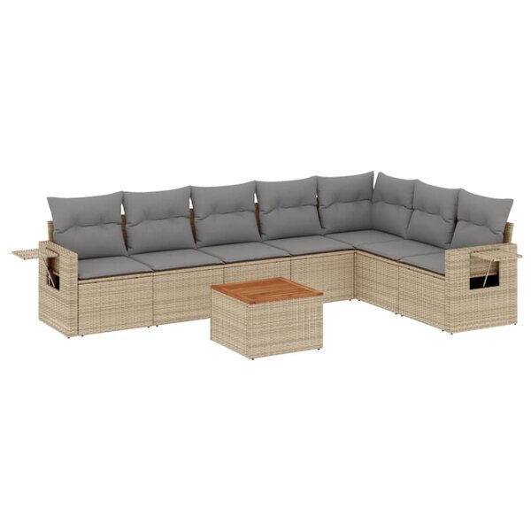vidaXL Salon de jardin avec coussins 8 Pièces beige résine tressée