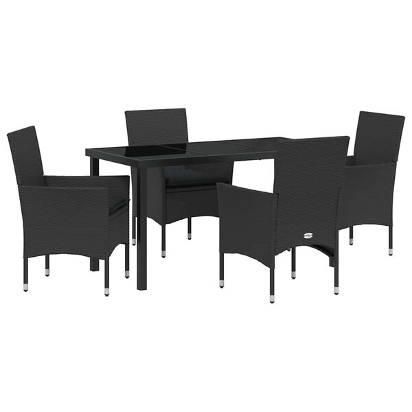 vidaXL Ensemble de salle à manger pour jardin 5 Pièces Noir polyrotin