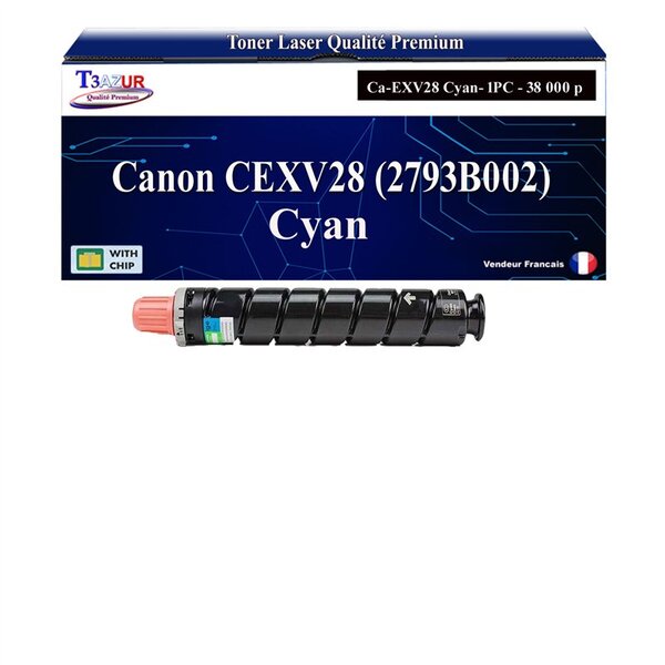 T3AZUR -Toner compatible avec Canon CEXV28 (2793B002) pour Canon imageRUNNER Advance C5250 C5255 C5045i C5051C5051i - Cyan