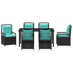 vidaXL Ensemble de 7 pièces de meubles de jardin en rattan poly noir