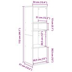 vidaXL Bibliothèque chêne artisanal 34x31x112 cm bois d'ingénierie