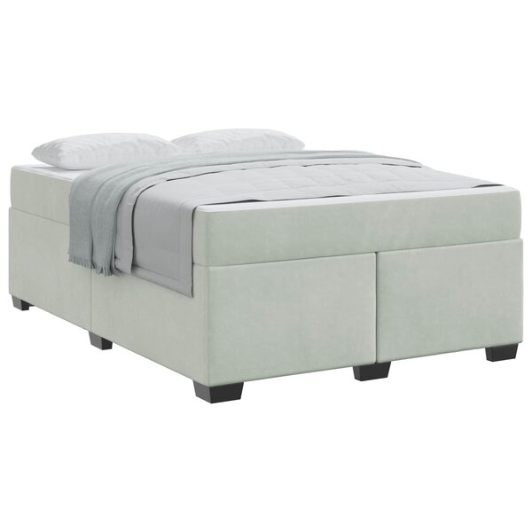 vidaXL Cadre de lit avec matelas Gris clair 160 x 200 cm tissu