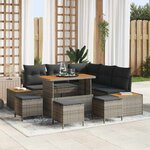 vidaXL Ensemble de canapé de jardin avec coussin 9 Pièces Gris Poly rotin