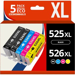 Pack 5 cartouches compatibles CANON PGI-525/CLI-526