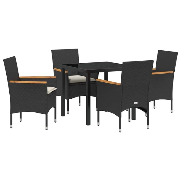 vidaXL Ensemble de salle à manger pour jardin 5 Pièces Noir Poly rotin