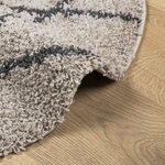 vidaXL Tapis shaggy à poils longs moderne beige et anthracite Ø 120 cm