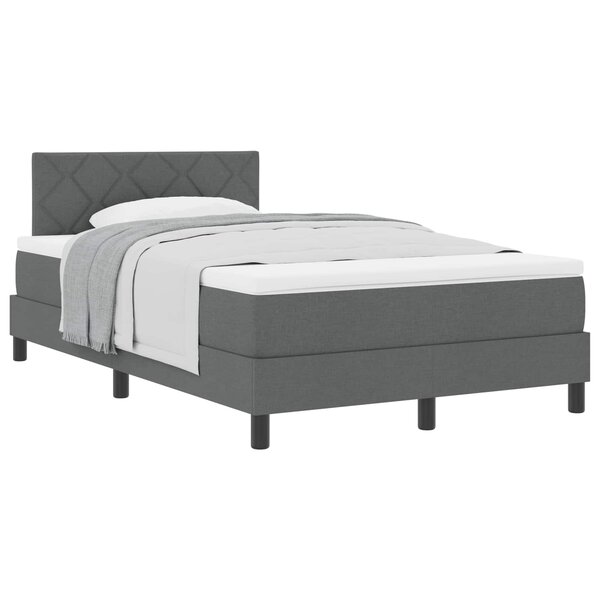 vidaXL Lit à ressorts avec tête de lit Gris foncé 120 x 190 cm tissu