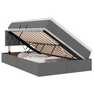 vidaXL Lit de rangement LED avec matelas Gris foncé 120 x 200 cm Tissu