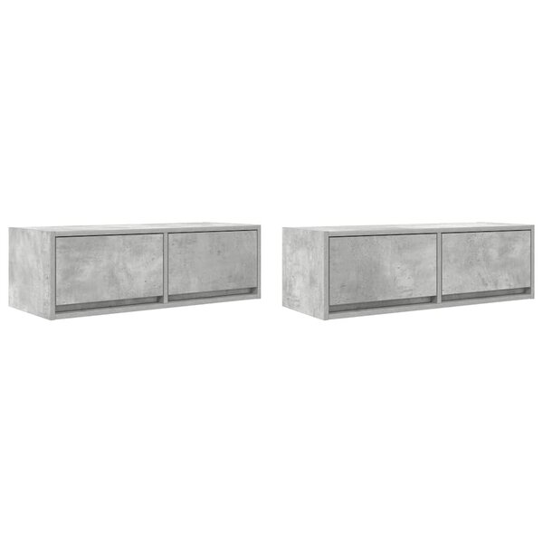 vidaXL Meubles TV 2 Pièces gris béton 80x31x25 5 cm bois d'ingénierie