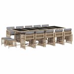 vidaXL Ensemble à manger de jardin et coussins 15 Pièces mélange beige