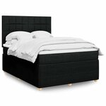 vidaXL Sommier à lattes de lit avec matelas Noir 140x190 cm Tissu