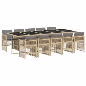vidaXL Ensemble à manger de jardin et coussins 11 Pièces mélange beige