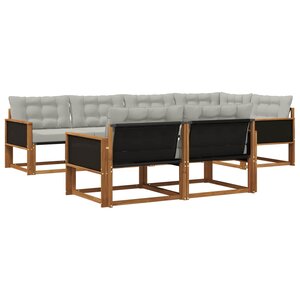 vidaXL Ensemble de canapés d'extérieur 7 pc Naturel et gris clair