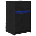 vidaXL Armoire de chevet LED avec tiroir Chêne noir 38 x 34 x 61 cm