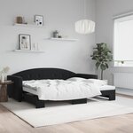 vidaXL Lit de jour avec lit gigogne noir 90x190 cm velours