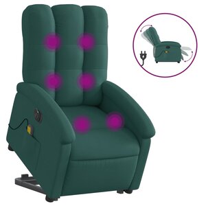 vidaXL Fauteuil inclinable de massage électrique Vert foncé Tissu
