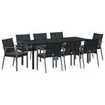 vidaXL Ensemble de salle à manger pour jardin 9 Pièces Noir et gris