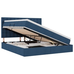 vidaXL Lit de rangement LED avec matelas Bleu 180 x 200 cm Tissu