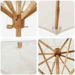 vidaXL Parasol de jardin Ø 240 x 260 cm Bambou Rond Crème blanc
