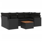 vidaXL Salon de jardin 7 Pièces avec coussins noir résine tressée