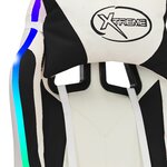 vidaXL Fauteuil de jeux vidéo avec LED RVB Noir et blanc Similicuir
