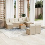vidaXL Salon de jardin avec coussins 10 Pièces beige résine tressée